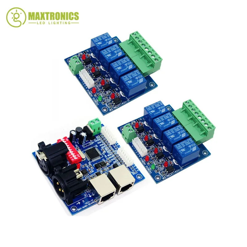 

Good Quality 2x4CH Relay Switch Dmx512 Controller, 1xDMX512 XRL RJ45, Relay Output,DMX Relay Control,4way Relay Switch(Max 10A)