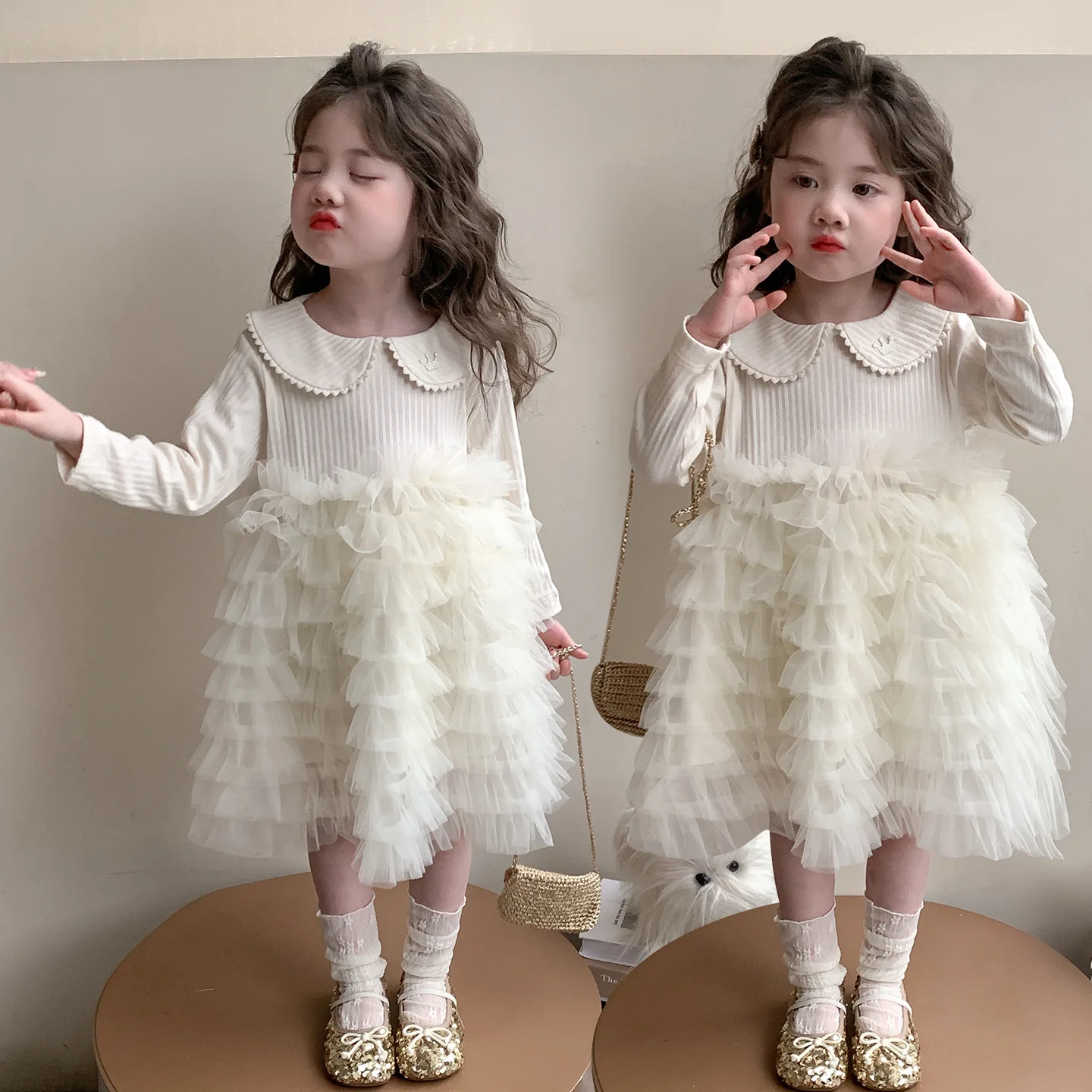 

Girls Cake Gauze Skirt 2026 New Foreign Style Tutu Skirt Spring Dress