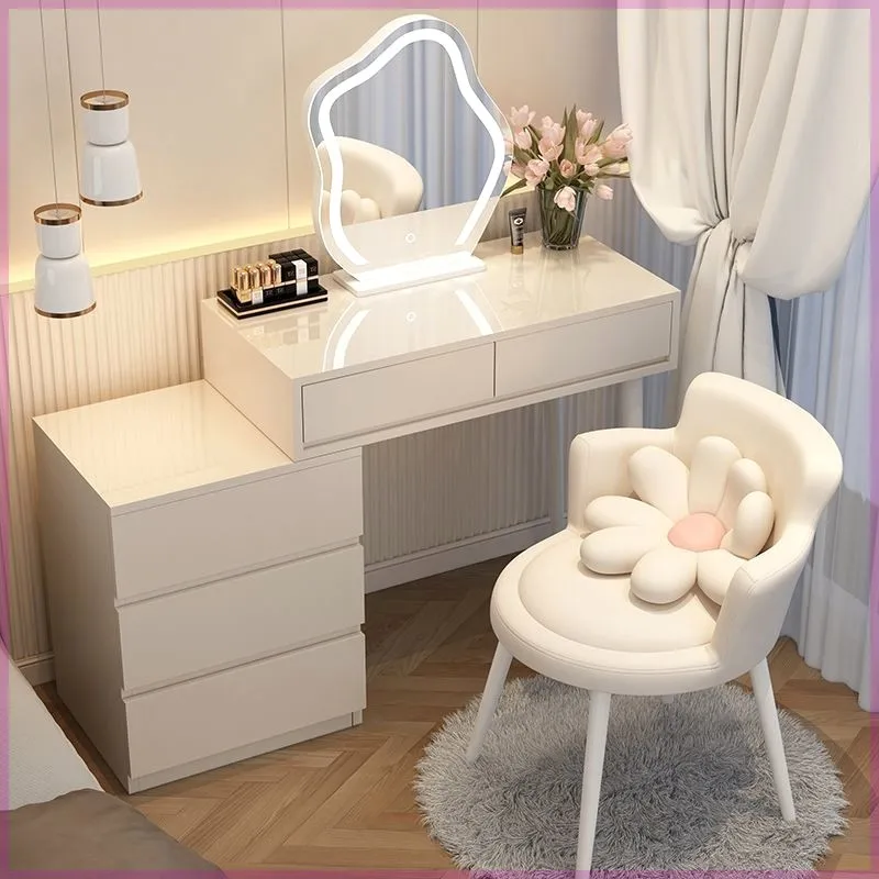 

Туалетный столик из дерева с зеркалом, роскошный, современный, для девочек и женщин, прикроватный, модная мебель