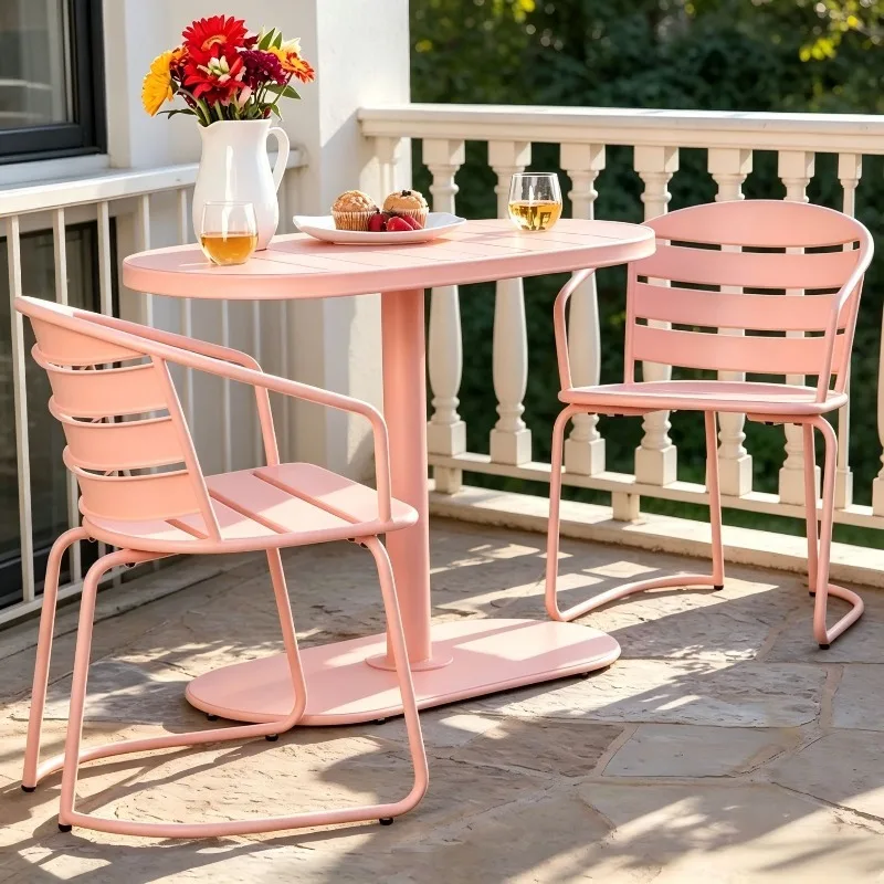 Dopamine Metal Table Chair Set, Leisure Backrest Furniture for Homestay Courtyard