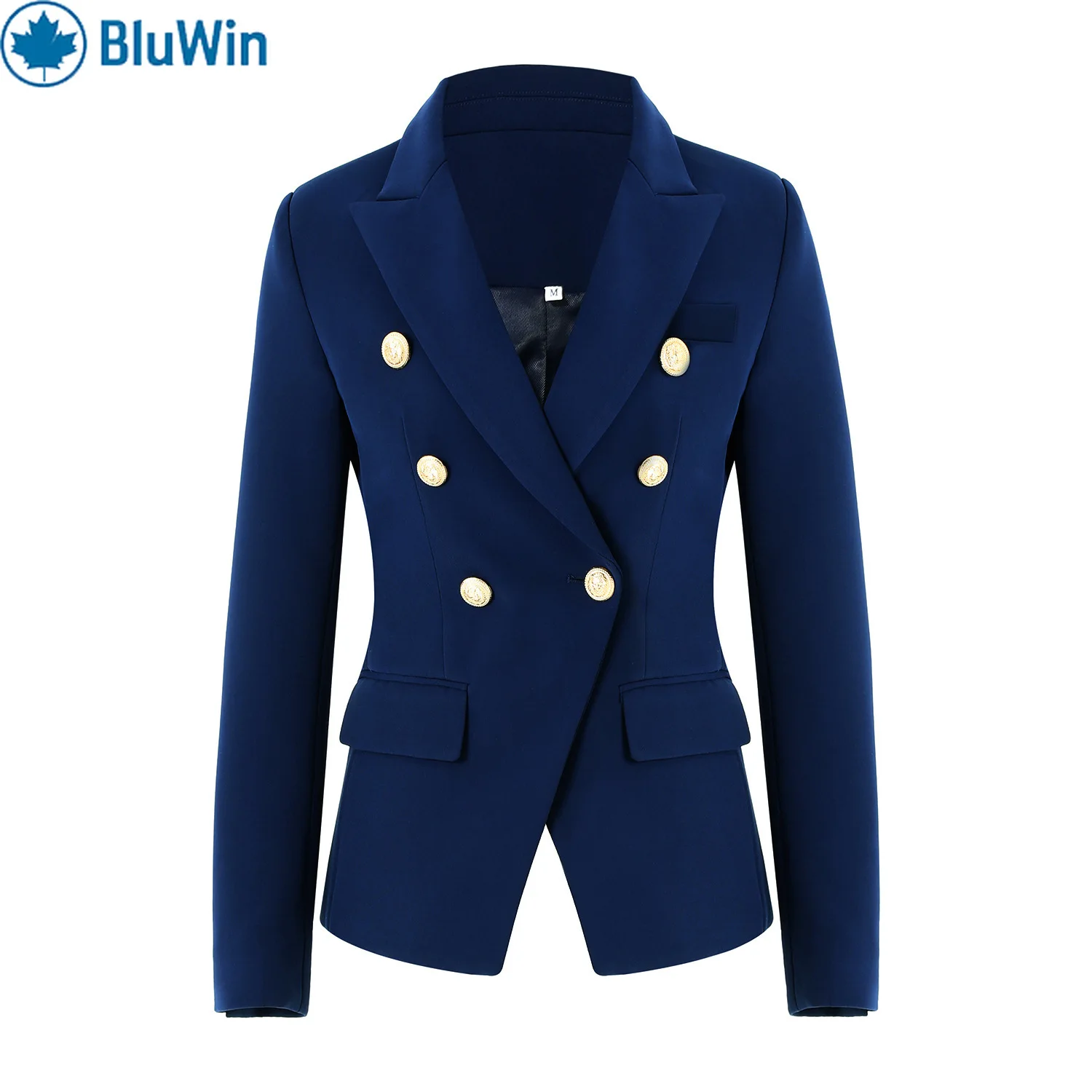 

URBANCHIC Women’s Blue Double-Breasted Blazer, Thick Fabric, Casual Commuter Slim Fit Suit Jacket