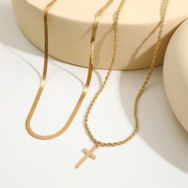 Cross Necklaces Streetwear Y2K Pendants Male Chains Christian Choker Fashion Stainless Steel Necklace For Women Jewelry