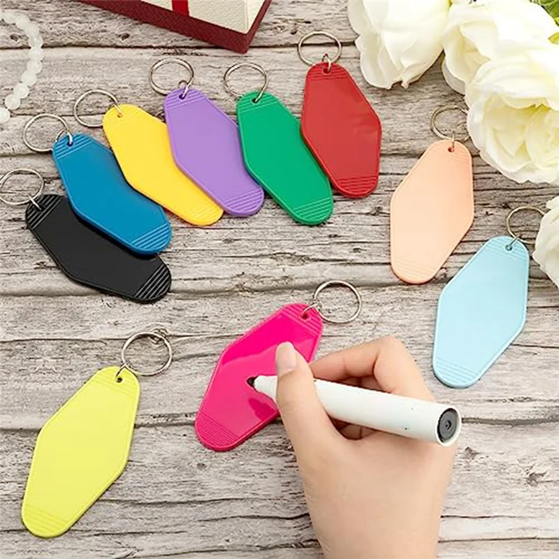 

100 Pcs Bulk Blank Motel Keychain Rhombus Hotel Key Tags Sublimation Keychain Blanks