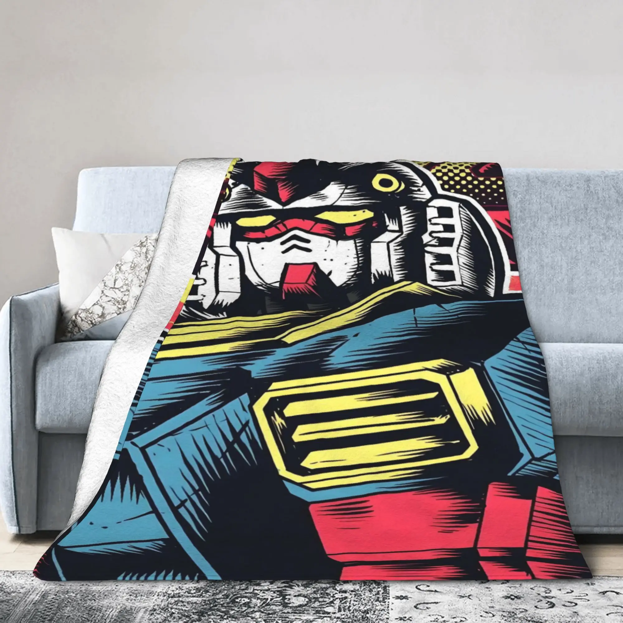 Custom Gundam Hot Cartoon Blankets Warm Flannel  Throw Blanket for Bedding Couch Quilt