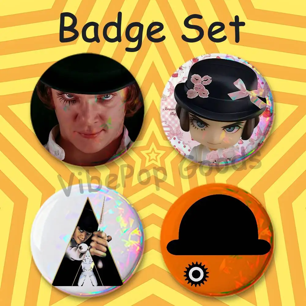A C-Clockwork O-Orange 25mm Badge 4-Piece Set Mini Pill Baji Kawaii Collectibles Creative Button Pin for Ita-Bag
