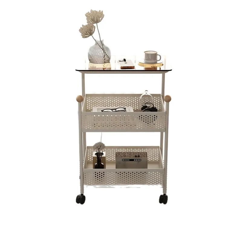

Simple bedside table living room storage mobile bedroom coffee table cart