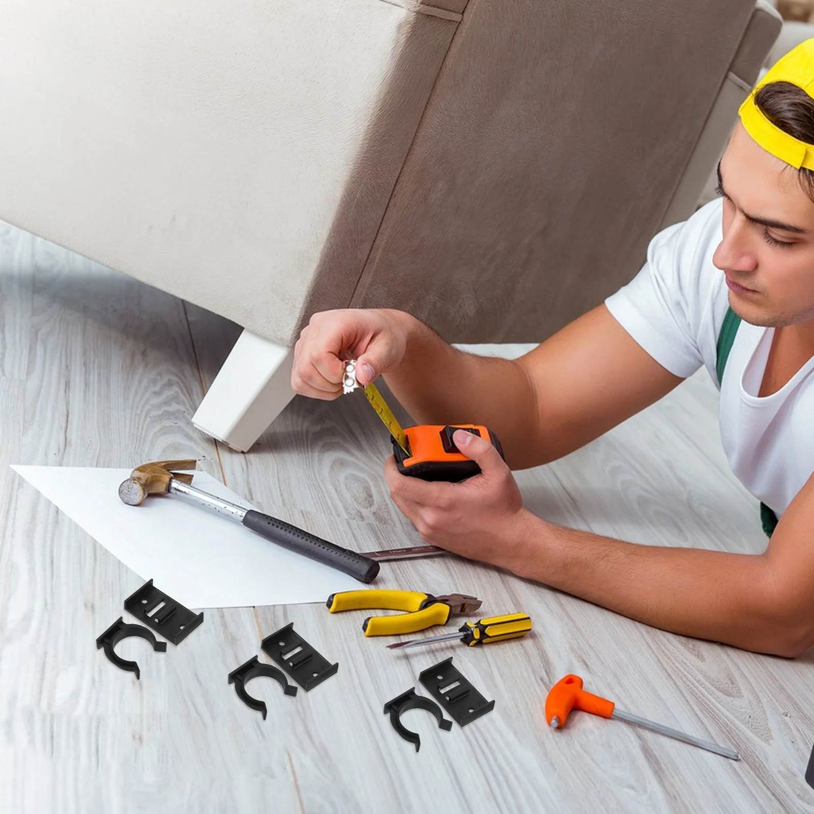 

12Pcs Furniture Kickboard Clips Sturdy Plastic Cabinet Plinth Brackets Easy Install Toe Kick Protectors Tables Shelves Floor