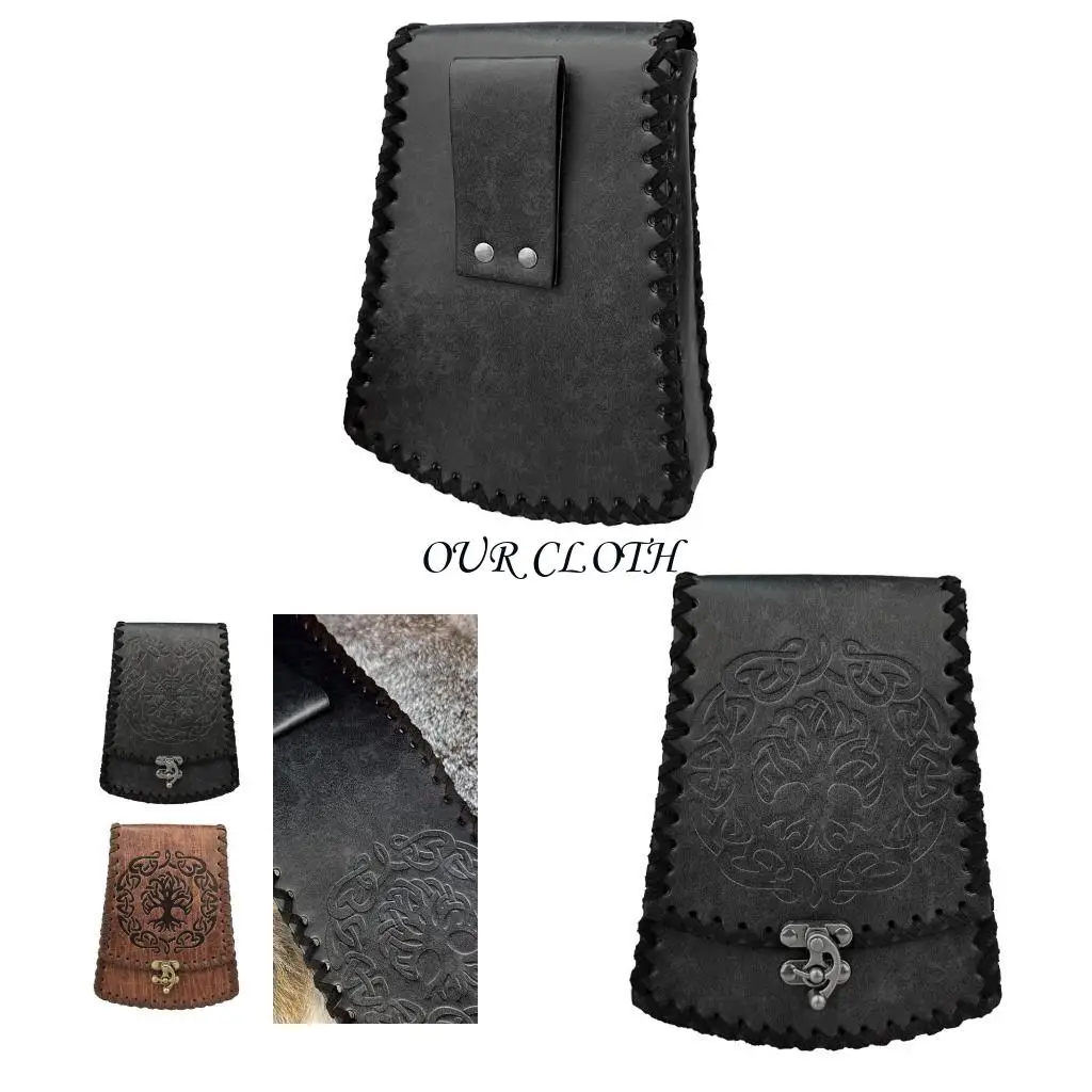 

Средневековая кожаная сумка для ремня Винтажные тисненные вашни