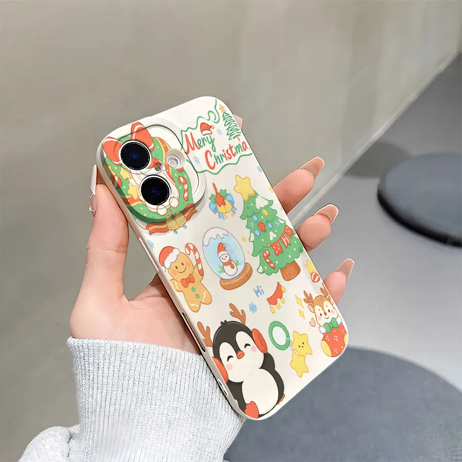 크리스마스 토끼, 순록, 라이트 볼 패턴의 아이폰 17부터 11 프로 맥스 플러스까지의 폰 케이스