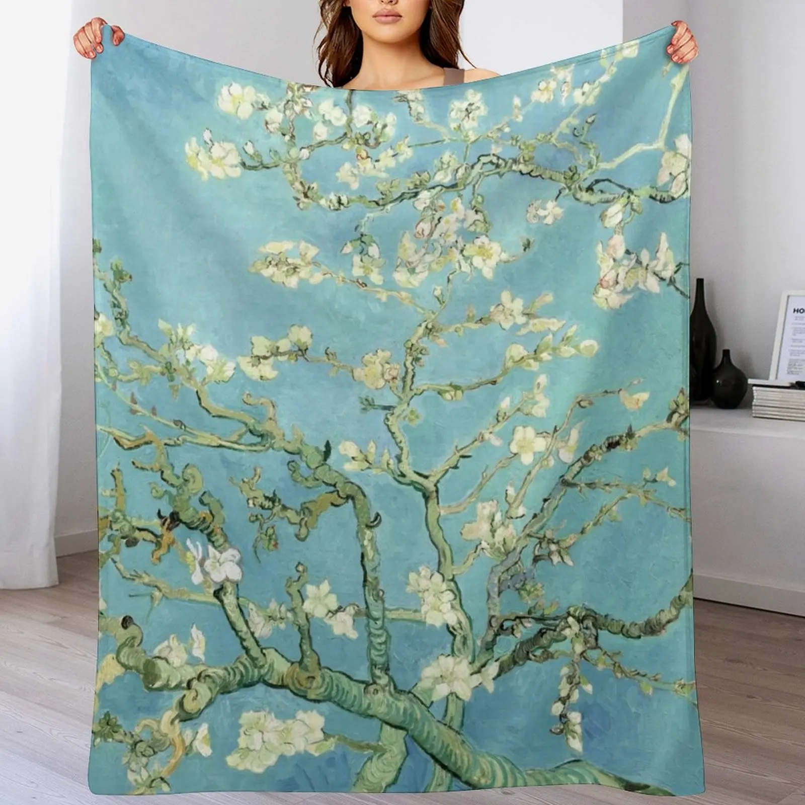 

Almond Blossoms by van Gogh Throw Blanket blankets ands Soft Big Picnic Decoratives Blankets