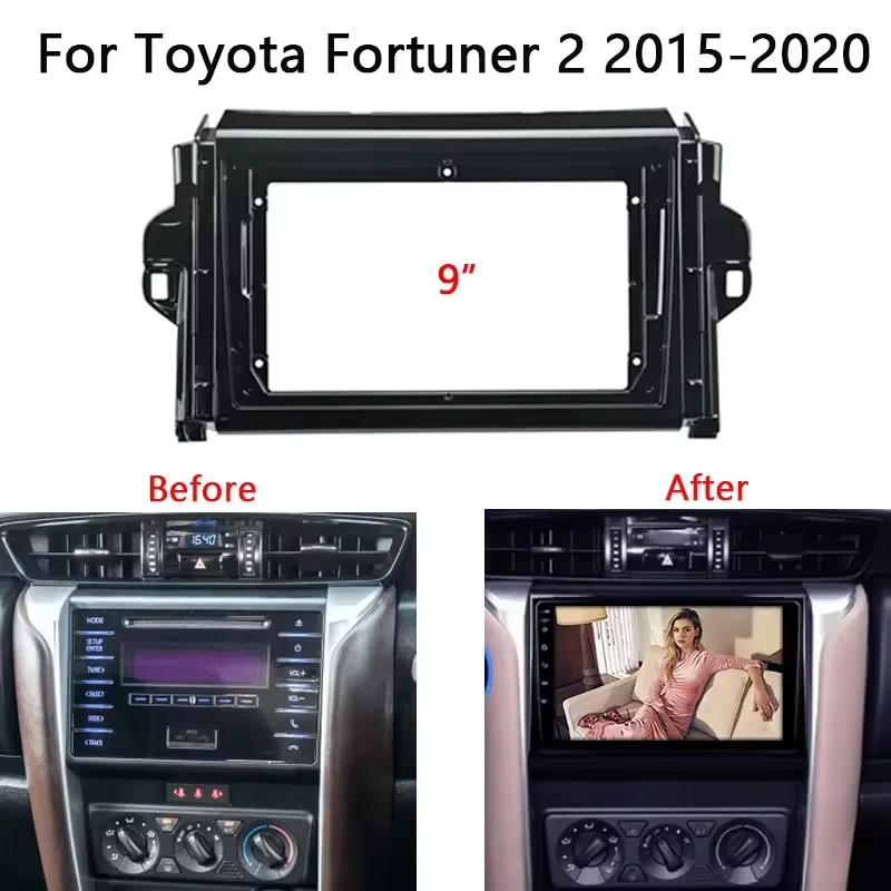 2 Din Car Radio Fascia TOYOTA Fortuner 2015-2020 Auto Stereo Audio Player DVD Panel Dash Kit Frame Center Console Holder