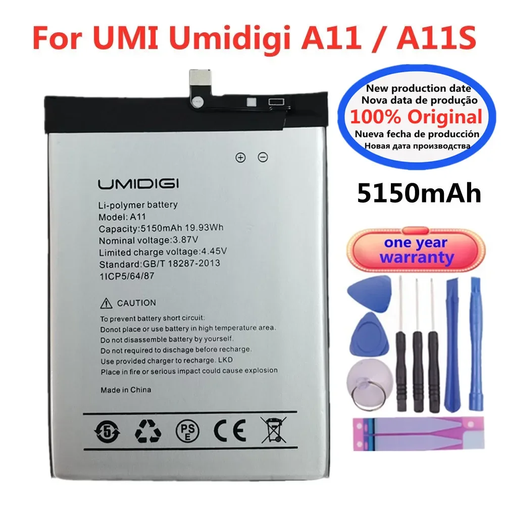 Новый 100% оригинальный аккумулятор для телефона UMI Umidigi A11S/A11, 5150 мАч, аккумулятор для телефона, в наличии + инструменты