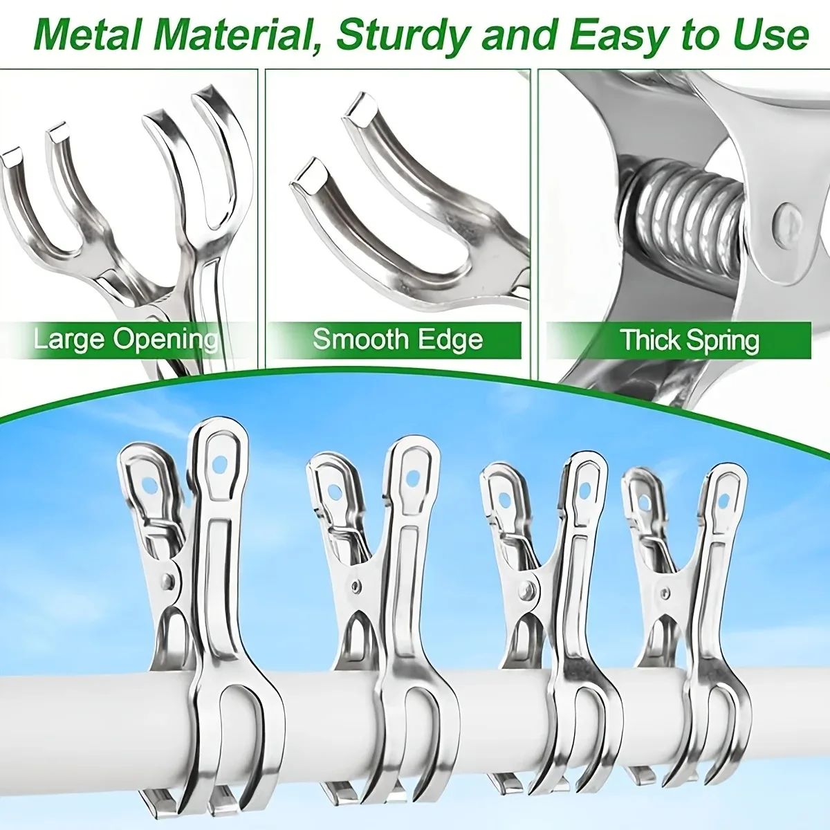 6pcs Clothespin Stainless Steel Laundry Pinch Pin Washing Clips Clothes Pegs Home Bathroom Organization Windproof Towels Socks