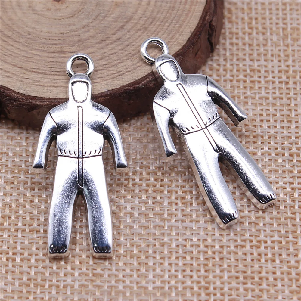 20pcs 39x18mm(1.54x0.71inch) Antique Silver Color Protective Suit Charms Vintage Hand Crafts Jewelry Making Accessories