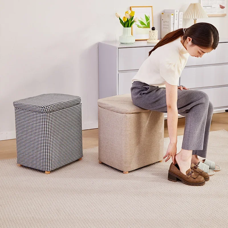 Storage Seatable Small Stool Shoe Changing Storage Living Room Sofa Footrest Bedroom Bedside Stool Coffee Table Furniture Home image 3