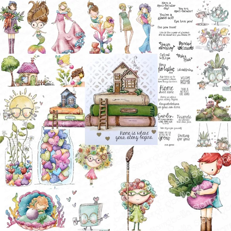 Home Sweet Garden Cup Pots Sunshine Book Vase Painter Mermaid Seeded Hearts Cottage Metal Cutting Dies Stamp Diy Greeting Card