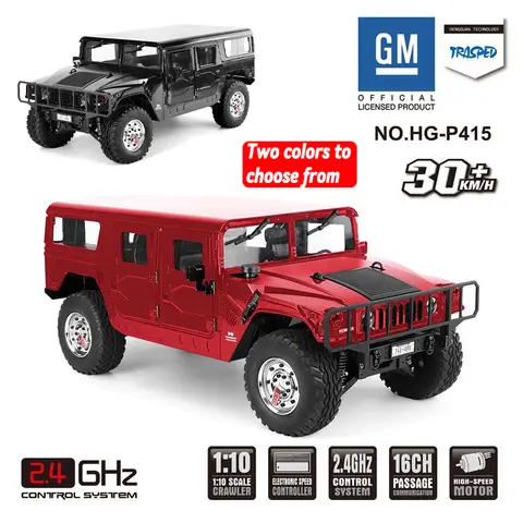 HG 1/10 RC 2.4G American 4x4 Civilian Hummer Metal Chassis Full Scale Climbing Car Model P415 Remote Control Adult Toy