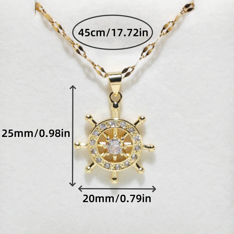 Ocean Waves Steering Wheel Pendant, High-end and Retro Collarbone Chain Necklace