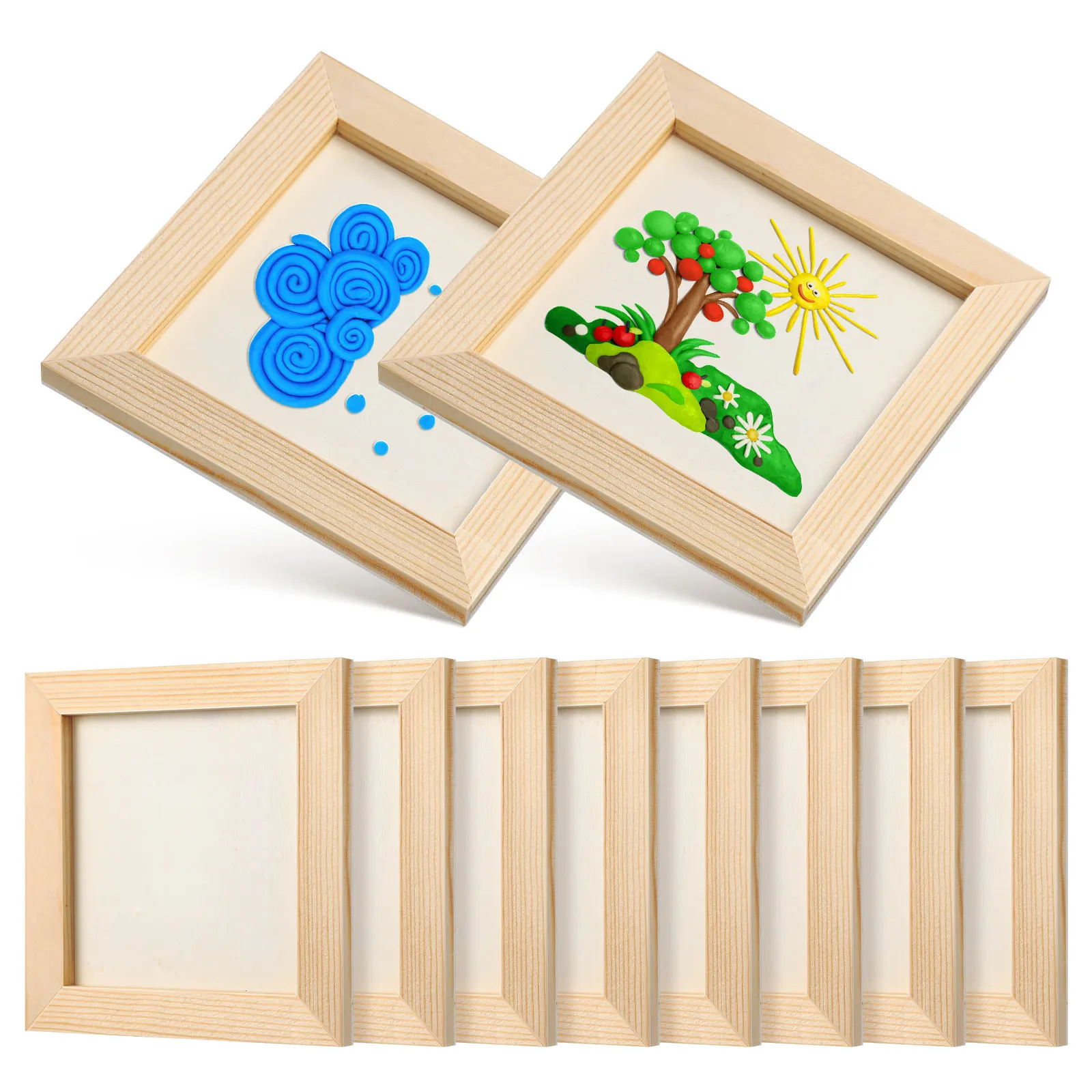 

10Pcs Wood Picture Frames Bulk Paintable Frames for Clay Painting Crafts DIY Art Projects Kids Creative Decoration