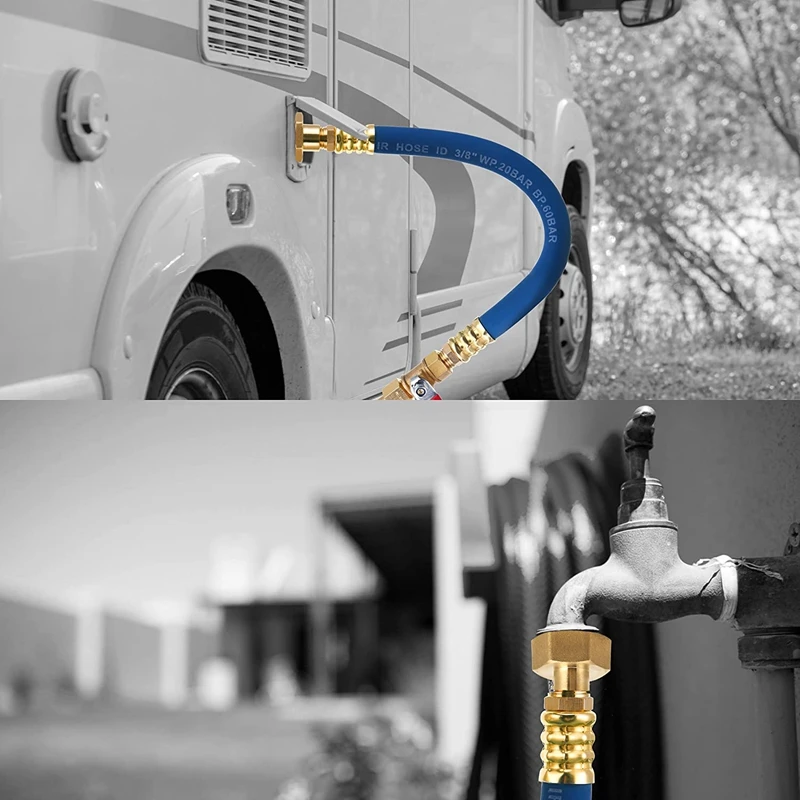 

B0a-t4 Pcs RV Blowout Adapter Air Compressor 1/4inch Quick Connect Plug to GHT 3/4inch Garden Hose Faucet for Boat,