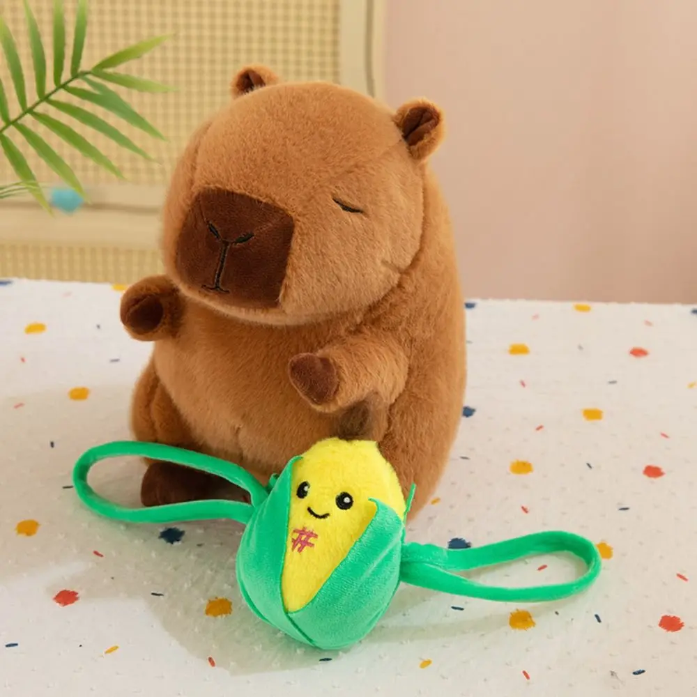 Corn Backpack Corn Capybara Plush Toy Fluffy Soft Capybara Plush Toy 25cm Simulation Capybara Fluffty Doll Kids Birthday Gifts