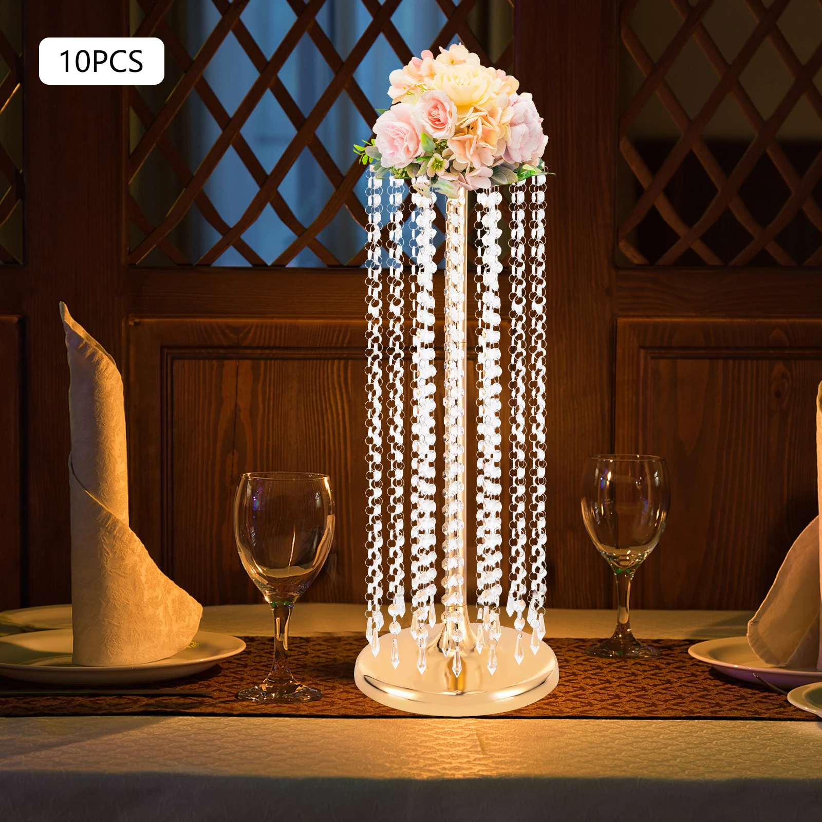 

10 шт., 23,6 дюйма, высокие свадебные центральные детали, вазы для цветов, акриловая хрустальная золотая ваза, металлическая подставка для цветов