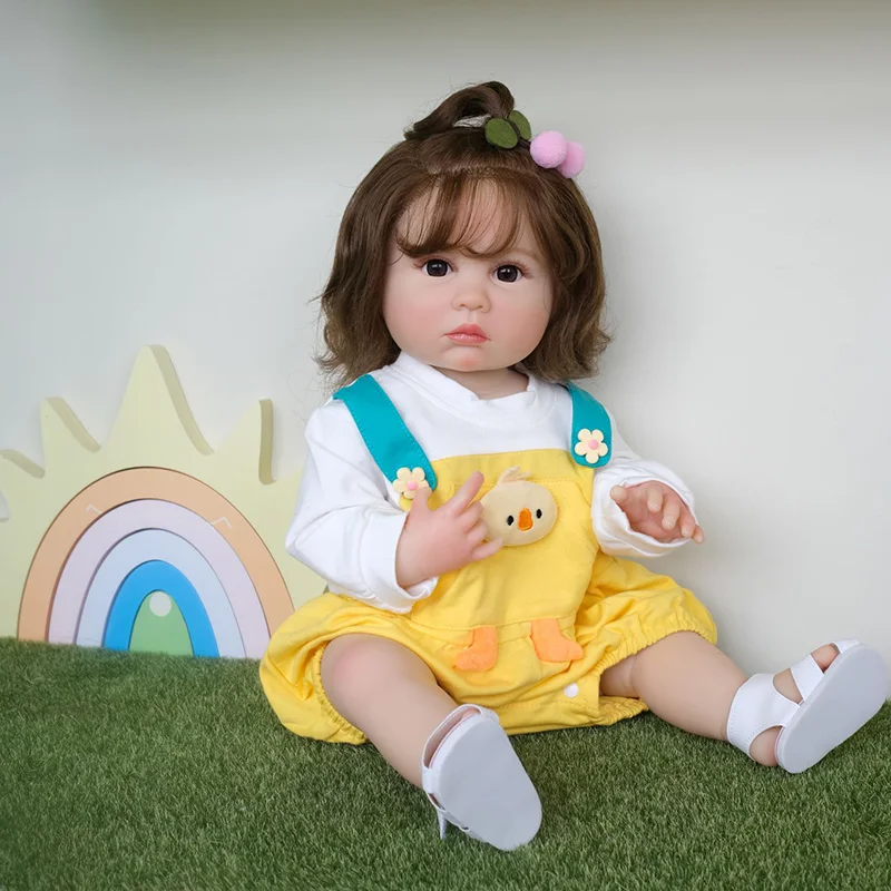 

55CM Full Body Vinly Julieata Reborn Toddler Baby Girl Lifelike Real Touch 3D Painting with Little Wavy Hair Princess Doll