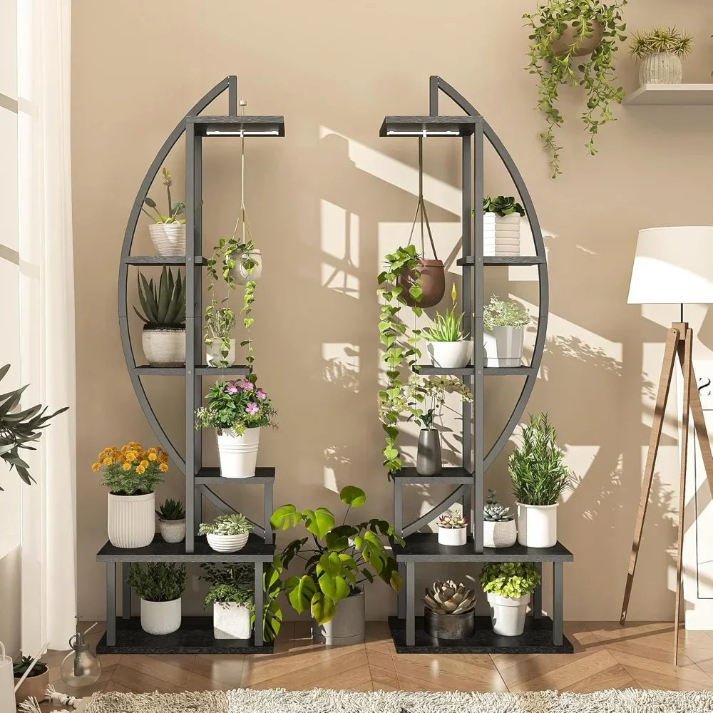 

67" Half Moon Plant Stand with Grow Light - 6-Tier Curved Indoor Plant Shelf with Full Spectrum LEDs​