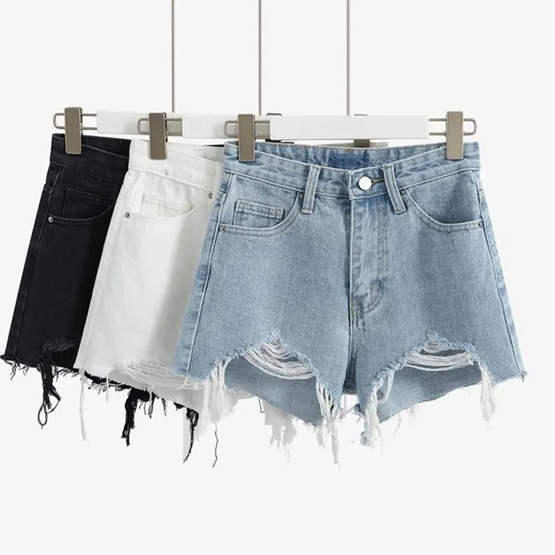 Female Wide-leg Loose Khaki Denim Shorts Ladies New Casual Style Soild Color Thin Shorts Women's Summer High-waist Shorts Q38