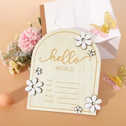 Baby Birth Announcement Sign With Brace Wooden Announcement Sign for Shower Announcement Sign Hello World Sign Milestone Cards