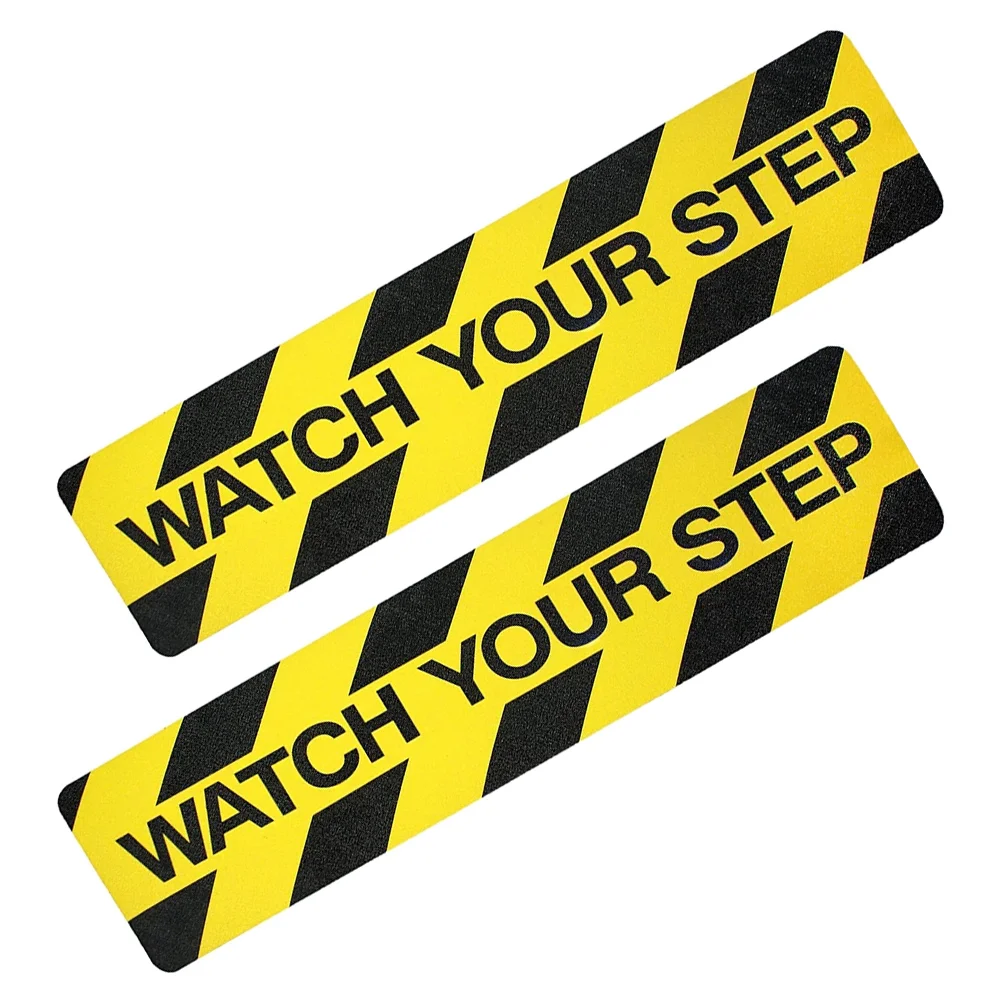  2 Pcs Blue Tape Stairs Anti-Slip Caution Wet Floor Sign Warning Sticker Ring Slippery Decals Signs