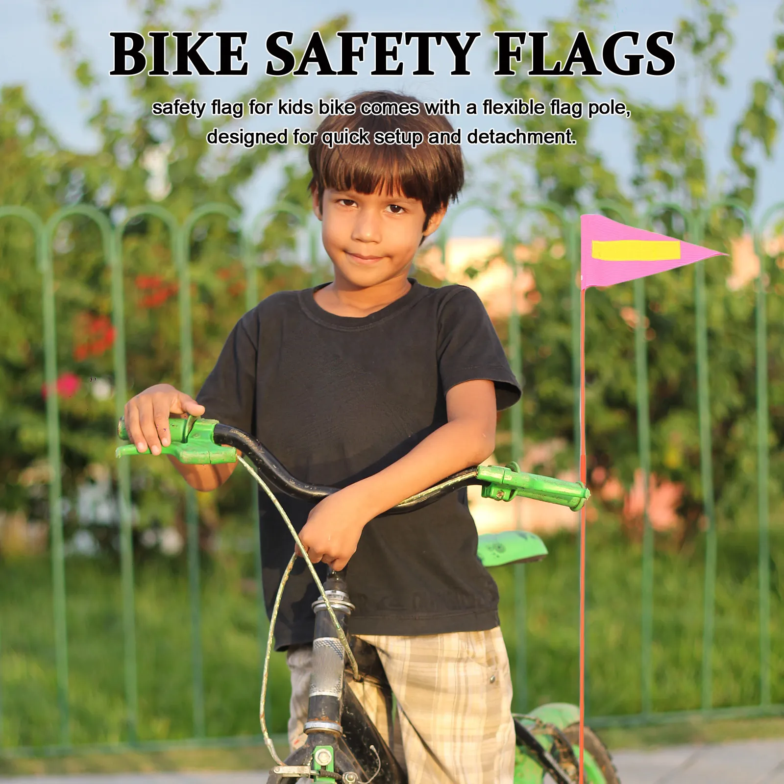 

2 шт. светоотражающих флагов безопасности для велосипедов для детей - оранжевый треугольный флаг со светоотражающей полосой, 23,58-дюймовая стекловолоконная палка, простая установка