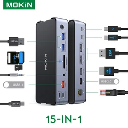 Docking Station USB C to HDMI Adapter MOKiN USB C Hub Monitor for MacBook Windows USB C Adapter with 10Gbps USB3.1 DP RJ45 SD/TF