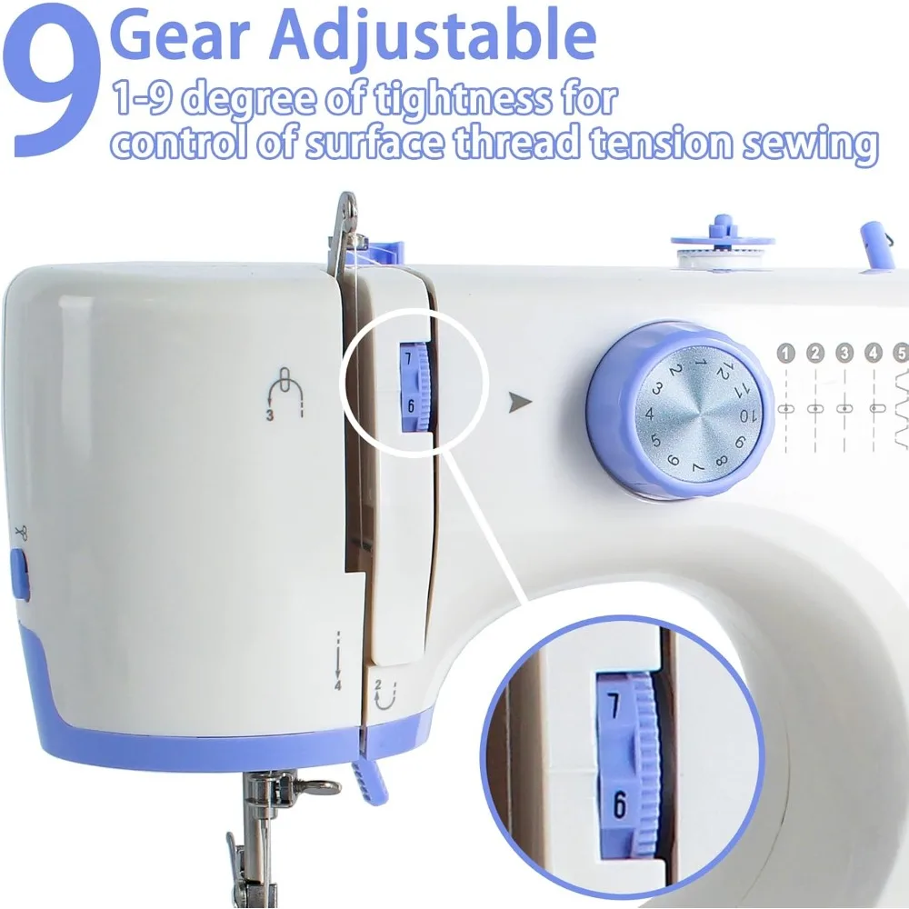 ماكينة خياطة منزلية للمبتدئين مع 20 قطعة من القماش و32 قطعة من خيوط الخياطة، ماكينة خياطة محمولة مع 12 قطعة #3