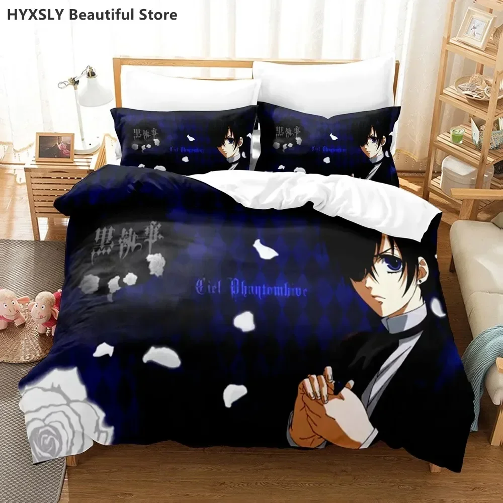 

2025 3D Print Black Butler Anime Comfortable Duvet Quilt Cover Pillowcase Bedding Set Children Bedroom Decoration Home Textile