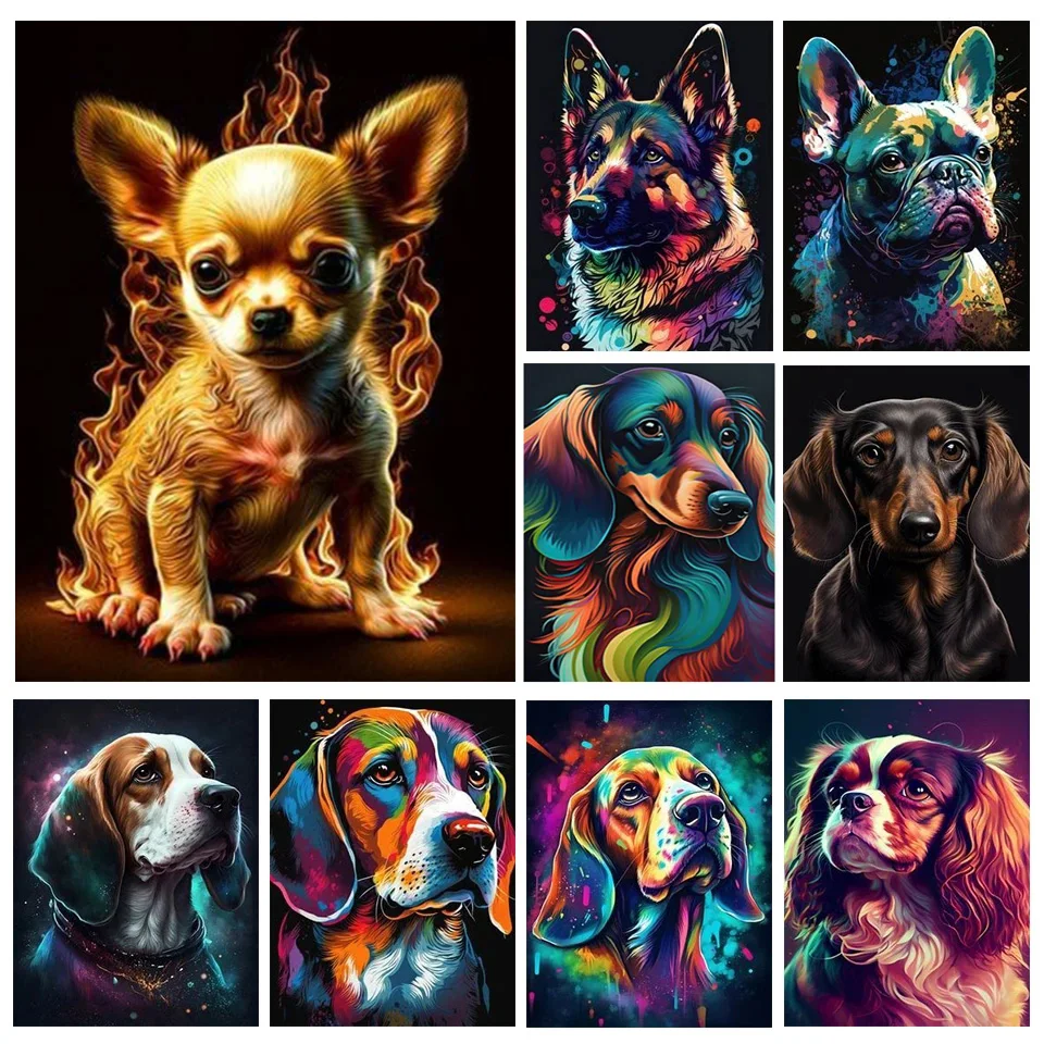 Diy Diamond Painting Kit 2024 Beagle Diamond Embroidery Cross Stitch Colorful Chihuahua Full Square Round Drill Rhinestone Sale