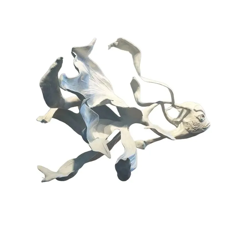 Stainless steel indoor hotel lobby display room bar counter decoration custom goldfish LED sculpture