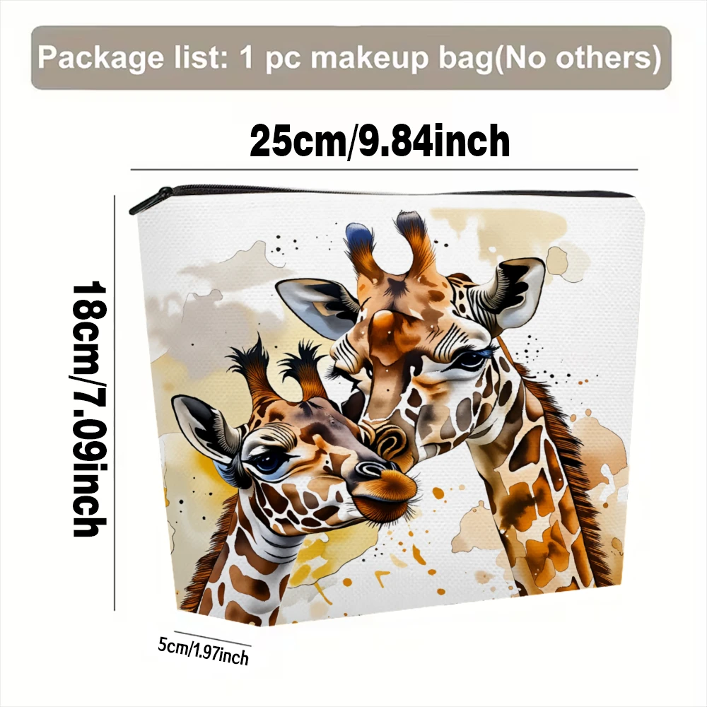 Giraffe Mother And Baby Pattern Makeup Bags for Girls Cosmetic Pouch Toiletry Bag Pencil Case Travel Storage