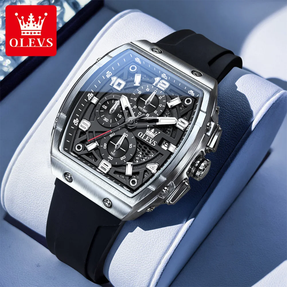 OLEVS Brand Watch Hot Item Creative Wine Barrel Quartz Watch Three Eye Six Needle Men's Watch Men's Sports Watch 2976