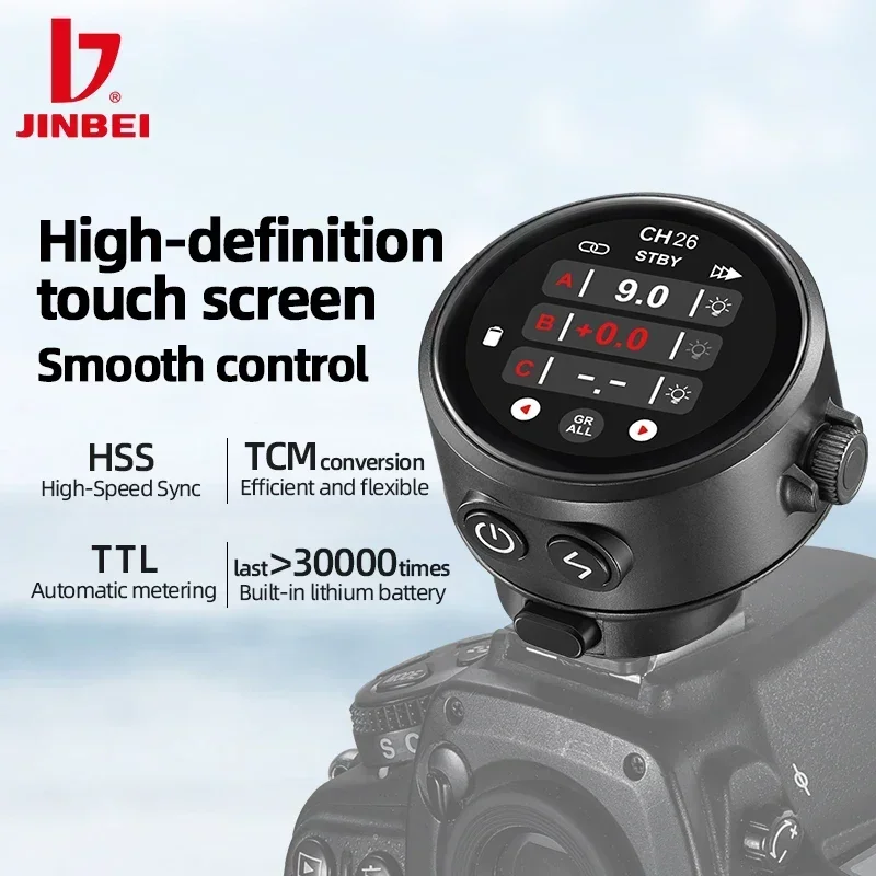 JINBEI TR-Q8 TTL HSS Wireless Flash Trigger OLED Touch Screen Transmitter Speedlite Studio Flash Fast Charge for Canon Sony Fuji