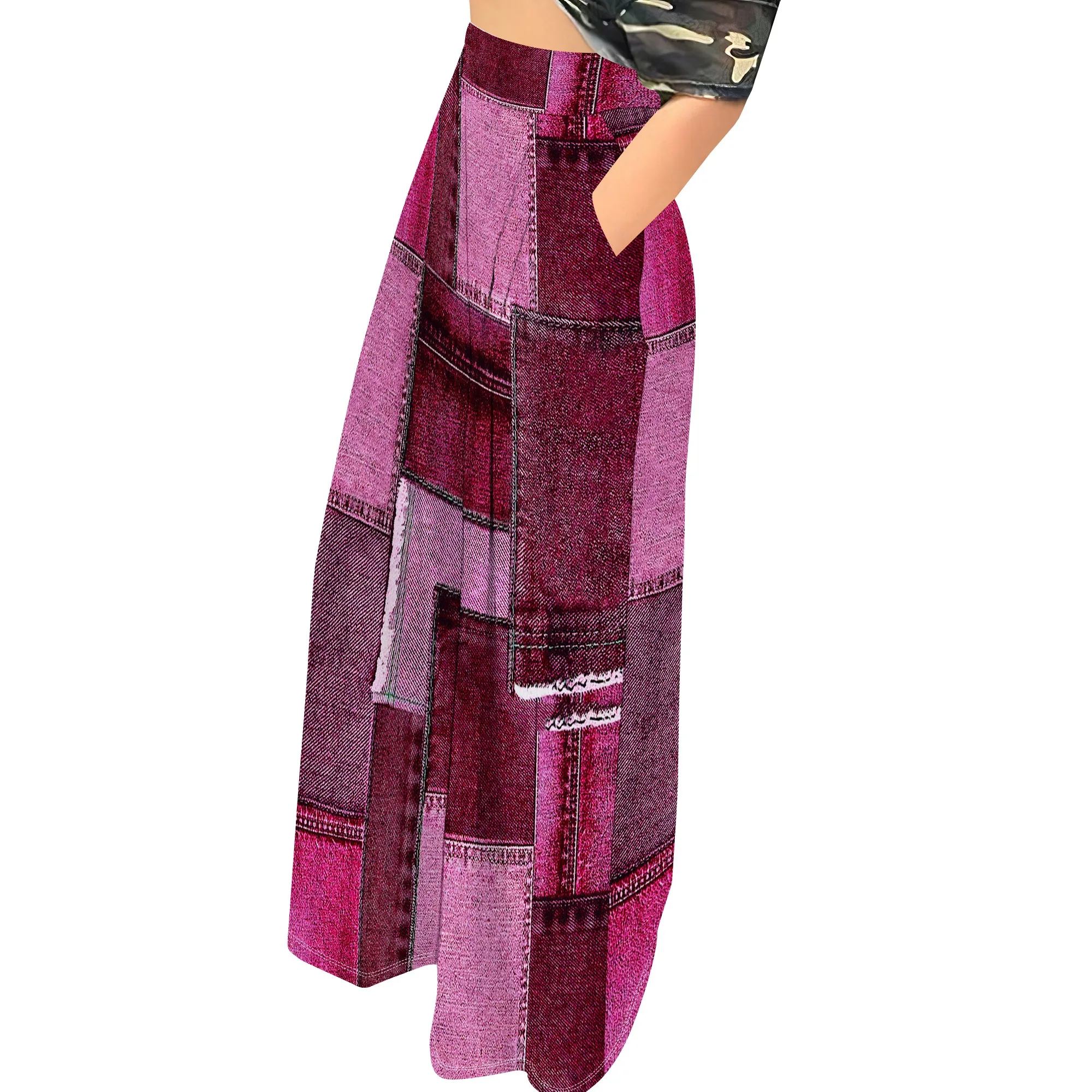 Women' s Camouflage Long Pants High Waist Wide Leg Stretchy Loose Fit Trousers with Pocket