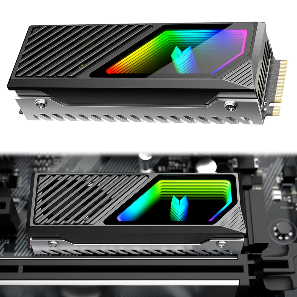 

M.2 2280 SSD Heatsink SSD Aluminum Alloy Radiator with Thermal Silicone Pad 5V 3 Pin ARGB Hard Drive Heatsink for M.2 2280 SSD