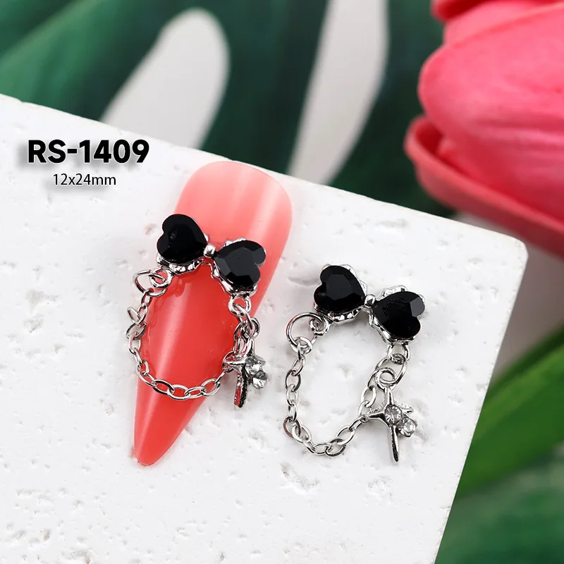 5/10 قطعة ثلاثية الأبعاد الفاخرة سبيكة القوس مسمار الفن سلسلة قلادة جالبة للحظ مجوهرات اكسسوارات ل مانيكير ديكور الأظافر الديكور تصميم لوازم