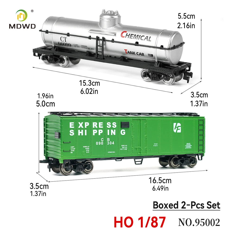 HO Scale 1:87 Train Car 2Pcs Set,40ft Reefer Boxcar & Tank Wagon,Railway Freight Car for Model Railroad Sand Table DIY Scene Col