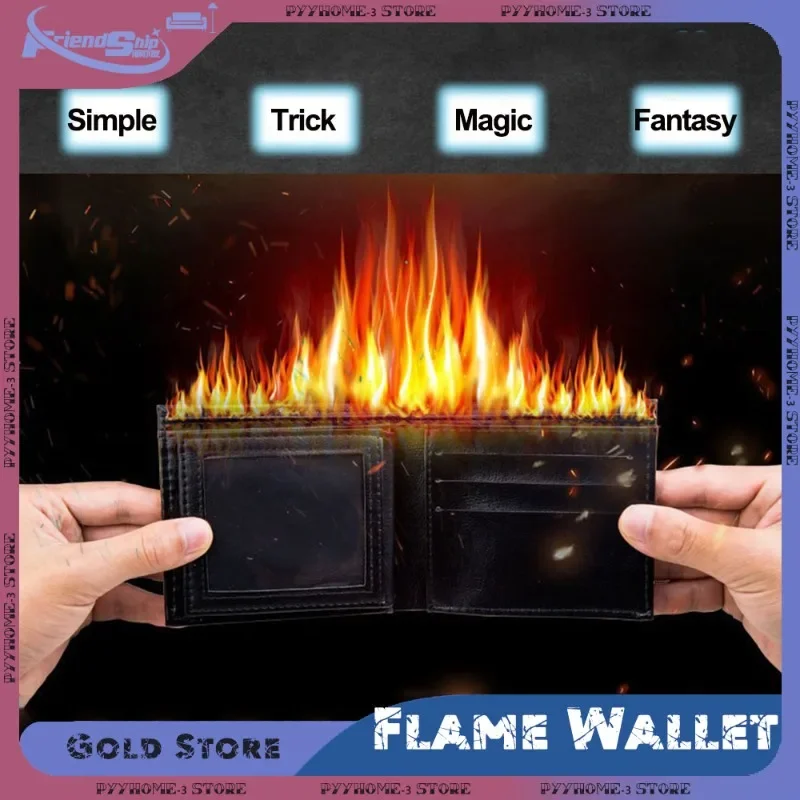 Magic Flame Wallet Street Magic Perform Bar Illusion Novelty Fire Wallets Stage Show Trick Storage Wallet Toy Magician Props