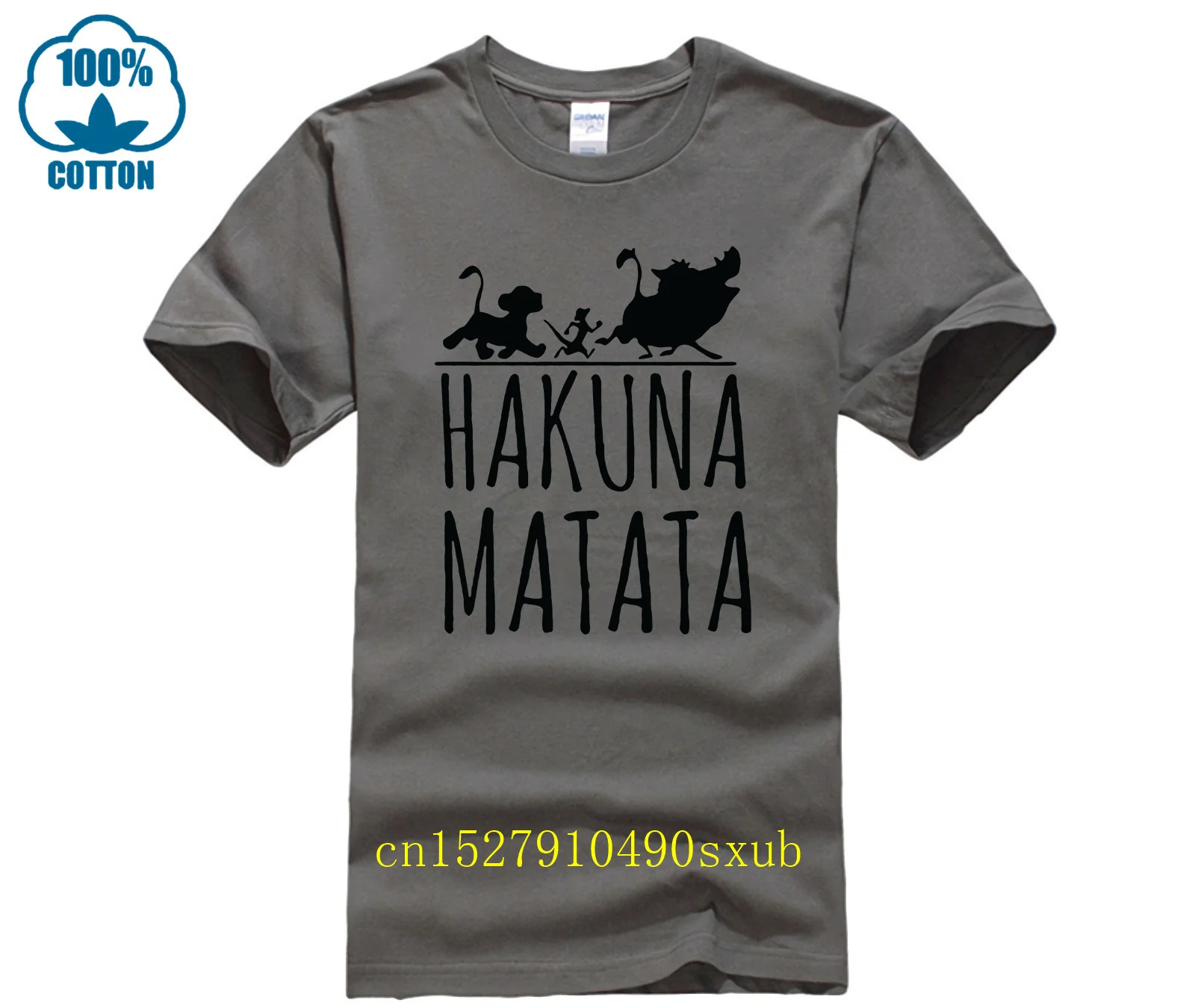 personality T-shirt Summer Casual Cotton Men Slim Fit Letter Print Lion HAKUNA MATATA Clothes Homme Men's 100% Cotton T-Shirt