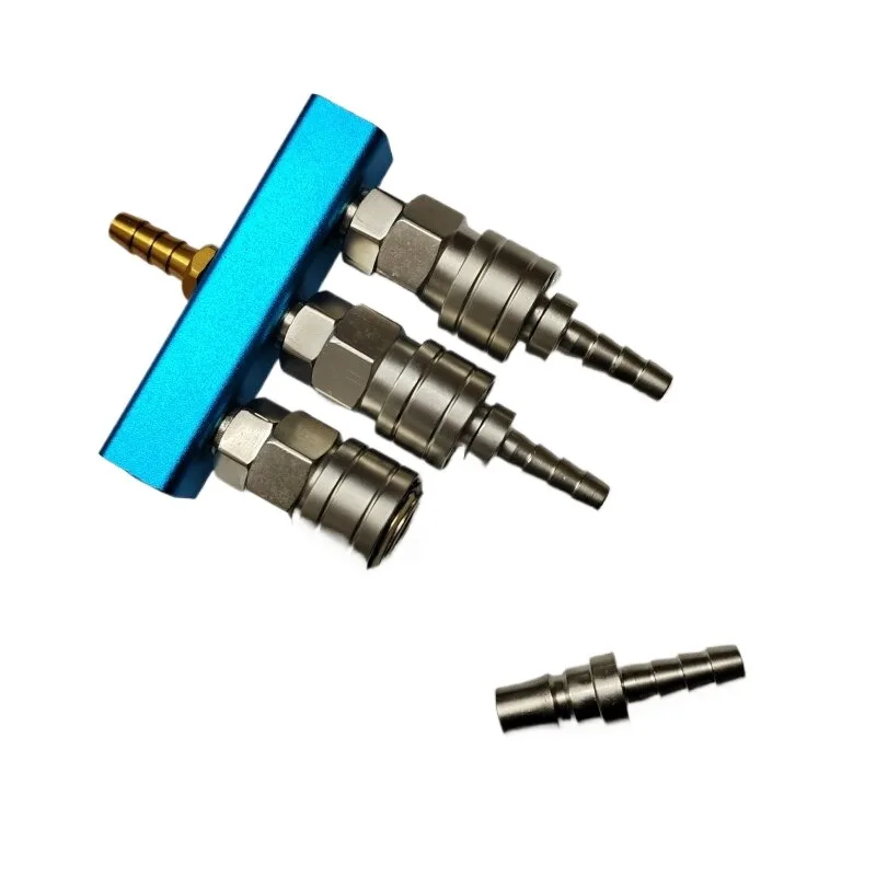 Gas quick connector, anti-rust self-locking quick insertion, oxygen shunt connector 4-way sub-warehouse, random color delivery