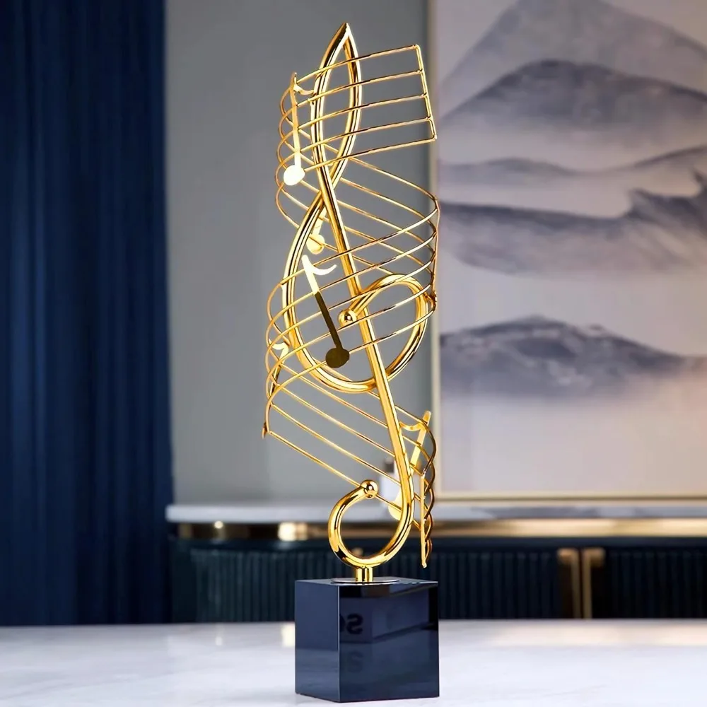 

Gold Alloy Musical Note Sculpture Decor - 15.7/19.7 Handcrafted Curved Music Symbols, Electroplated Base (4/6) for Home/Party/We