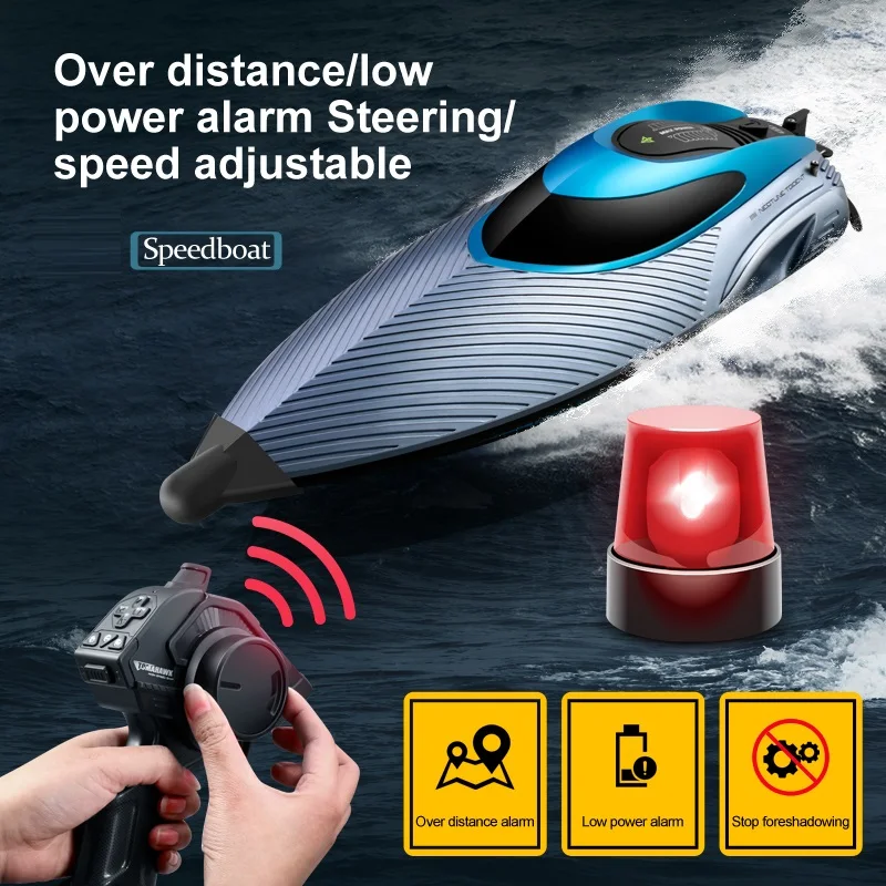 Barco de controle remoto 45 km/h luz led de alta velocidade controle remoto speedboat capsize redefinir motor refrigerado a água ipx6 à prova dwaterproof água