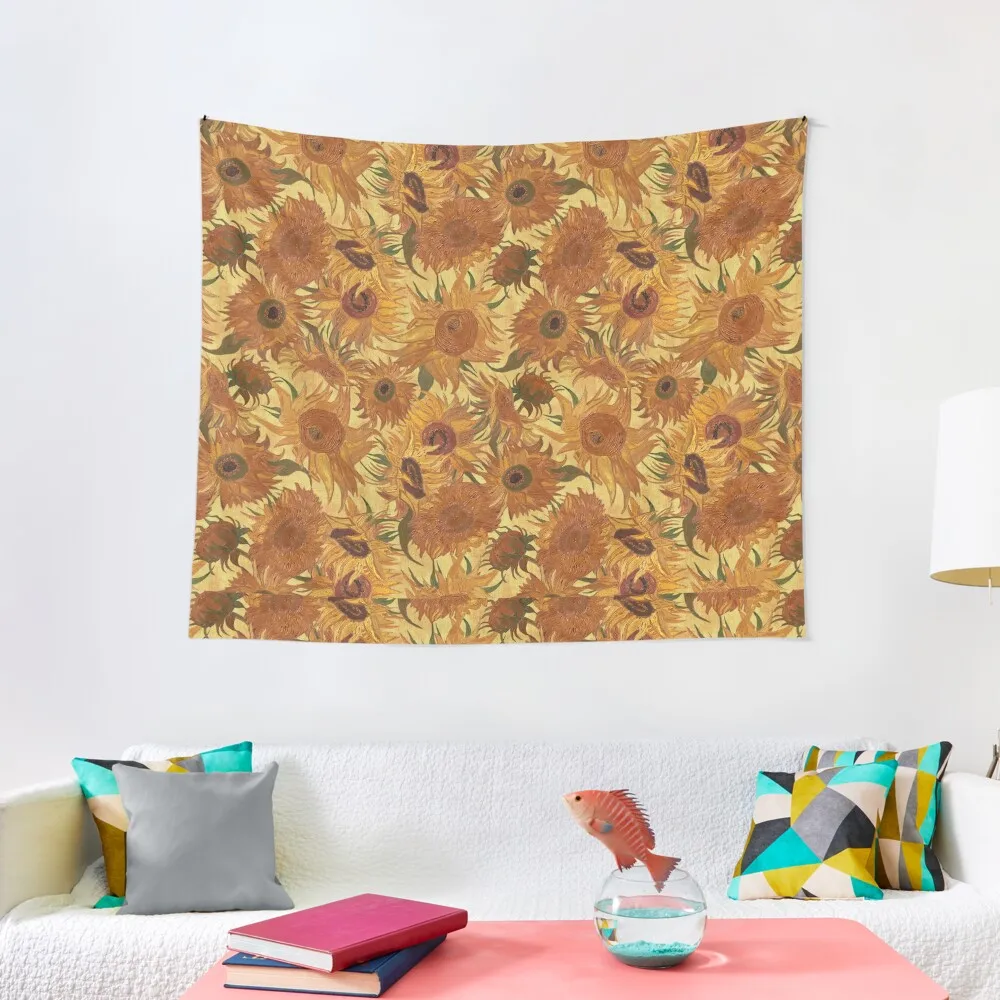 Van Gogh Sunflowers saffron orange yellow Tapestry Decoration Wall Tapete For The Wall House Decor Cute Room Things Tapestry